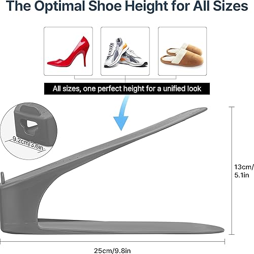 Miniatura 7 de Organizador de ranura para zapatos de una sola pieza, paquete de 10 apiladores que ahorran espacio para armario, entrada y zapatero  No necesita