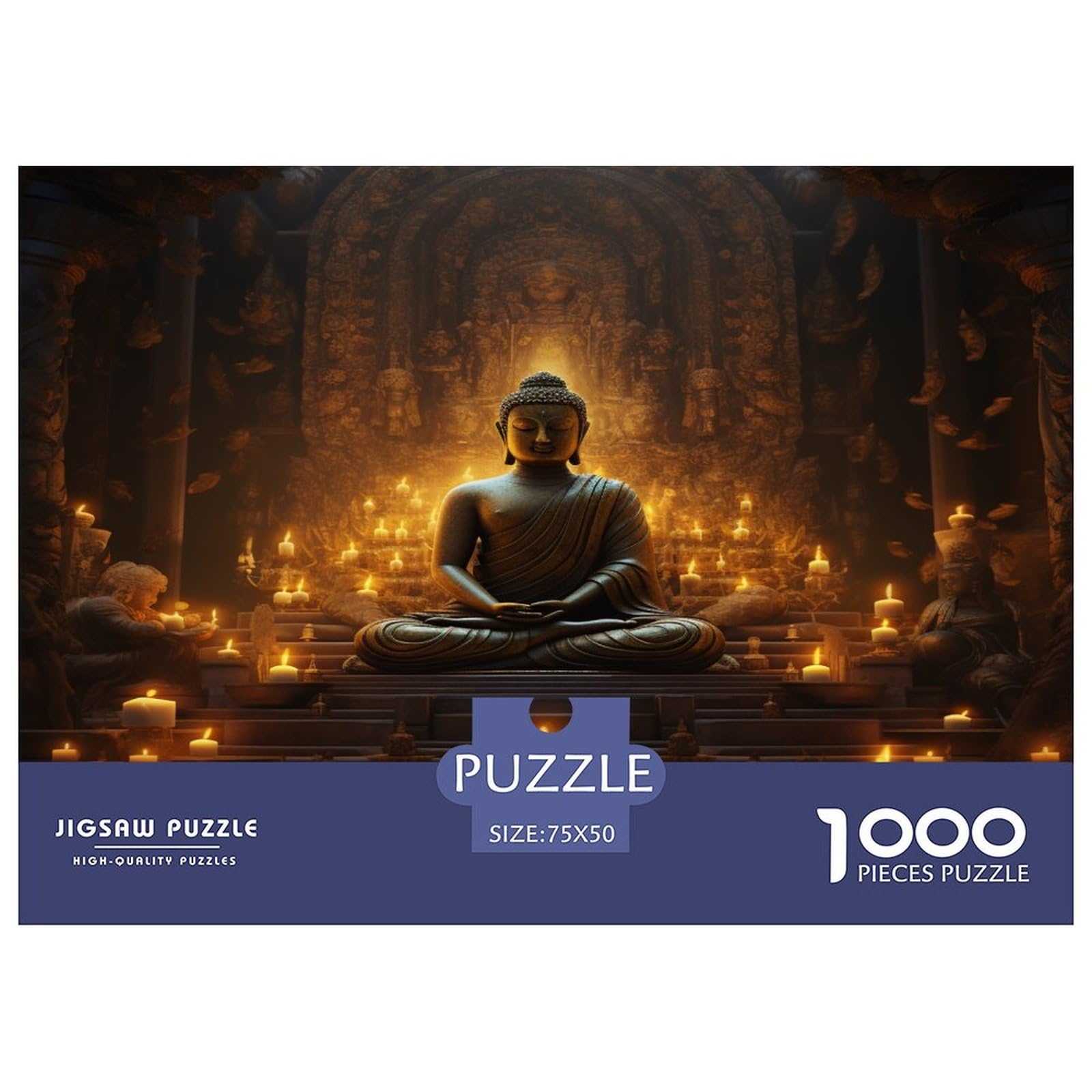 1000-teiliges Buddha-Puzzle Für Erwachsene – 75x50 Cm, Holzpuzzle Mit Poster, Brain Challenge