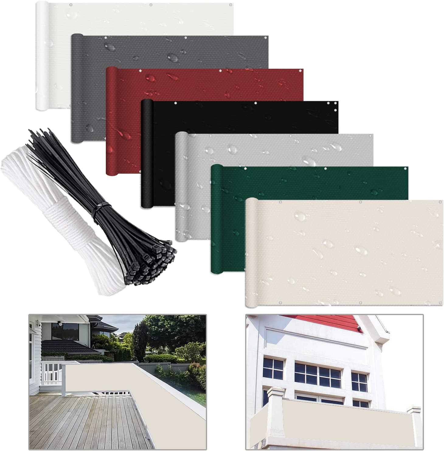 Durable Outdoor Patio Cover 100x130cm, Weather Resistant, Includes Rope & Cable Ties, Ideal for Fence, Backyard, Porch, Taupe Color - Protect Your Outdoor Space!