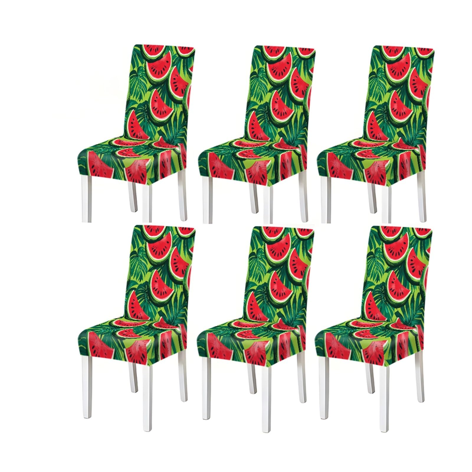 FZJKGH Watermelon Slice Tropical Fruit Pattern Print Dining Chair Covers Set Of 2/4/6, Stretch Slipcovers For Kitchen Dining Room Removable Stretch Slipcovers for Dining Chairs(6PCSChair cover)