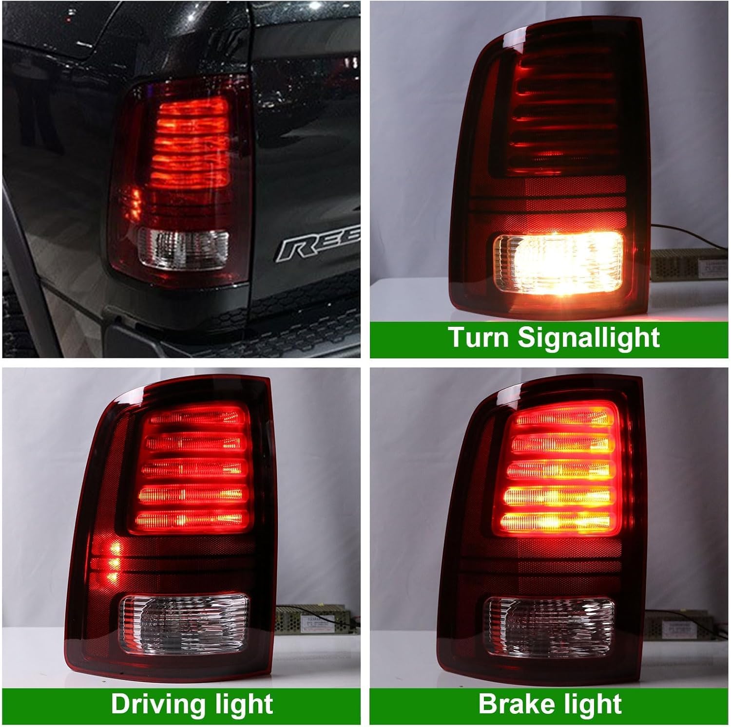 LED Tail Lights Compatible With 2013-2018 Dodge Ram 1500 2500 3500 Driver and Passenger Side Taillights Replace 68093081AB, 68093081AC, CH2800202