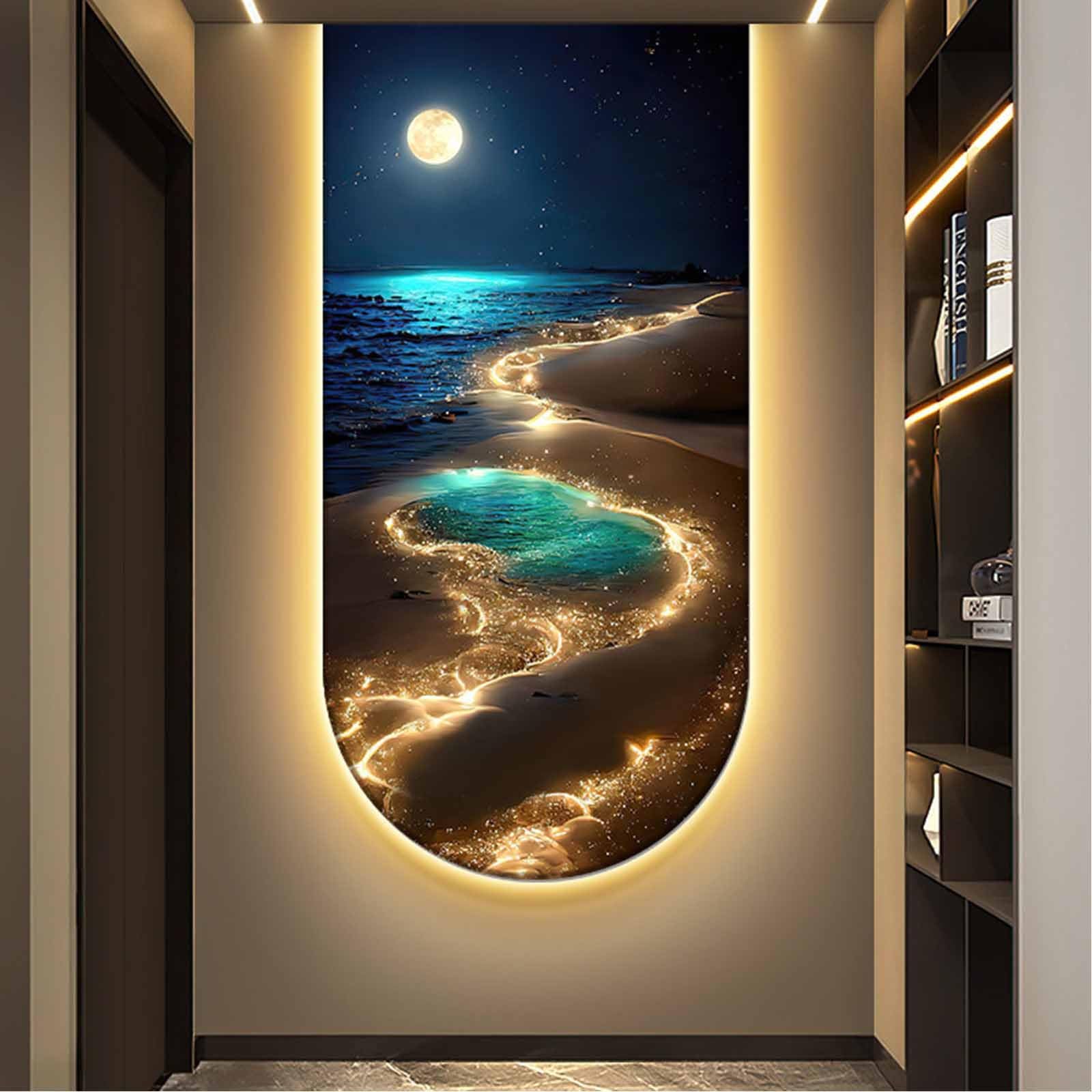 YDAECKRYVB 3D Landscape Wall Mural，LED Illuminated Wall Decor，Plug-in Modern Home Wall Art，Contemporary Art Painting，Suitable For Living Rooms, Entryways, And Hallways(D,140 * 70cm/55.1 * 27.6in)