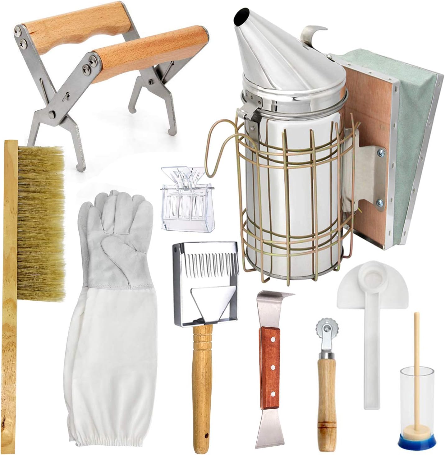 LTLR Beekeeping Supplies Honey Tools Starter Kit Set of 10 Hive Smoker Equipment