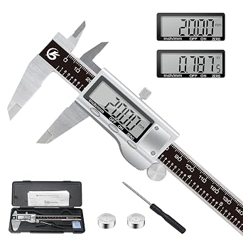 KETOTEK Digital Caliper 6 Inch Measuring Tool, Stainless Steel Electronic Vernier Calipers, Digital Micrometer with Large LCD Screen, inch/Metric Conversion