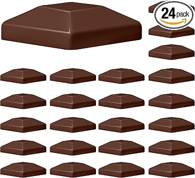 TonGass 24-Pack, Brown 4"x4" 3 5/8" Wood Fence Post Caps - Wooden Fence Cover Deck Post Cap, Durable Plastic Water-Proof and UV-Proof, Protect Wooden Poles from Cracking and Rotting