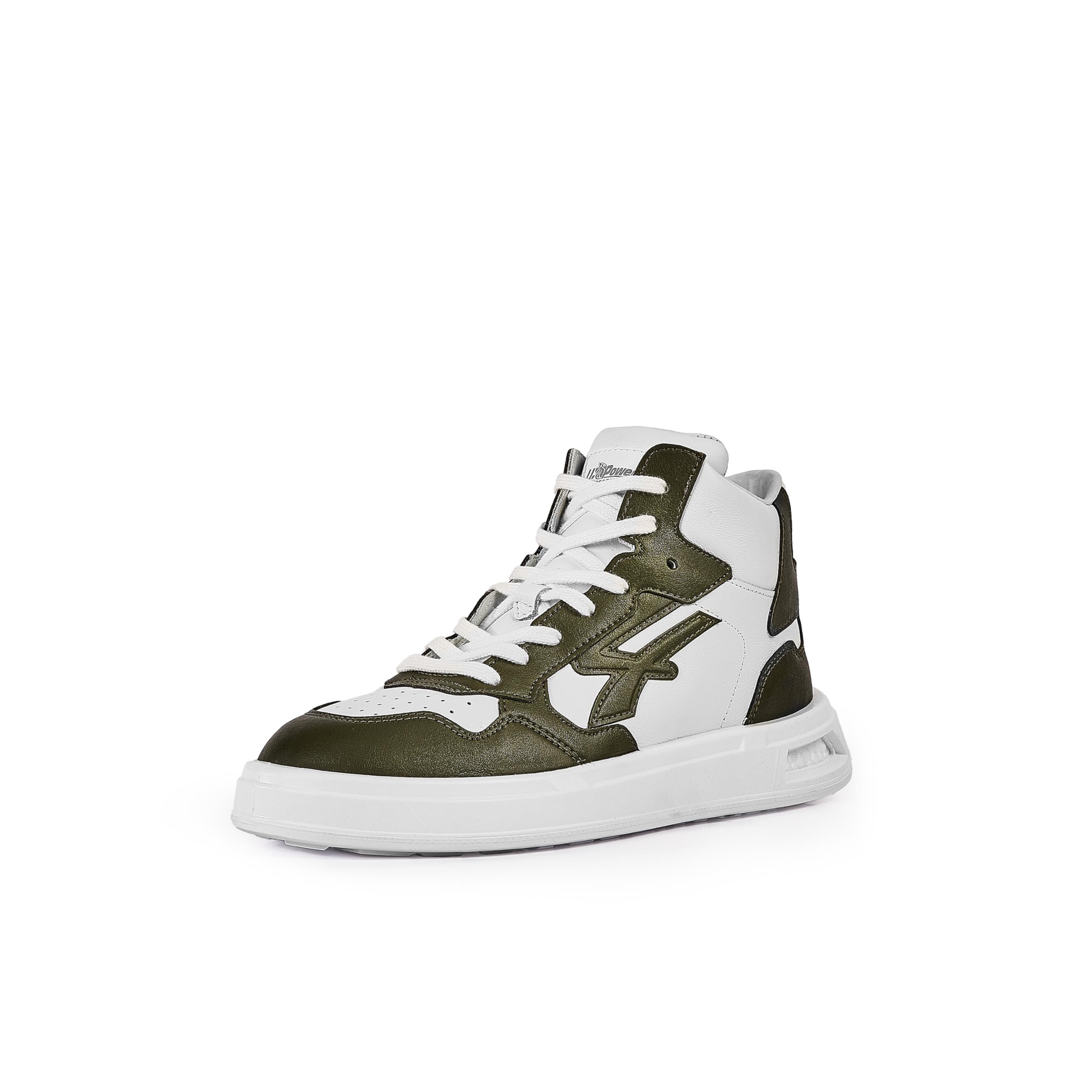 U-​Power Urban Lifestyle Exa, Scarpe Sportive e Casual Bianche e Verdi in Morbida Pelle. Sneakers Alte con Suola Antiscivolo con Inserto Infinergy, Ideali per l'uso Quotidiano.