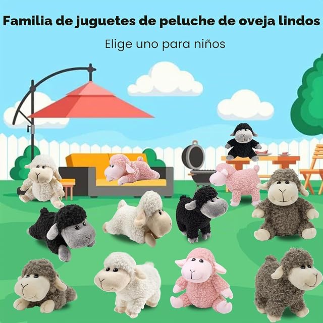 Foto 7 de 8 de lilizzhoumax Juguete de peluche de cordero de 18 cm, soporte realista, oveja, lindo y súper suave