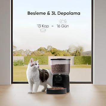 Şımart Akıllı Mama Kabı 3l Kapasiteli Ve Wi-fi Kontrollü Otomatik Besleme