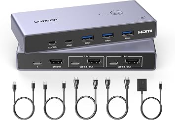 UGREEN HDMI 2.1 KVM Switcher, 2 Inputs, 1 Output, 8K60Hz, HDR/3D/CEC