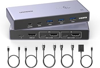 Amazon | UGREEN 8K@60Hz HDMI KVM切替器 2入力1出力 PC2台をUSB 3.0