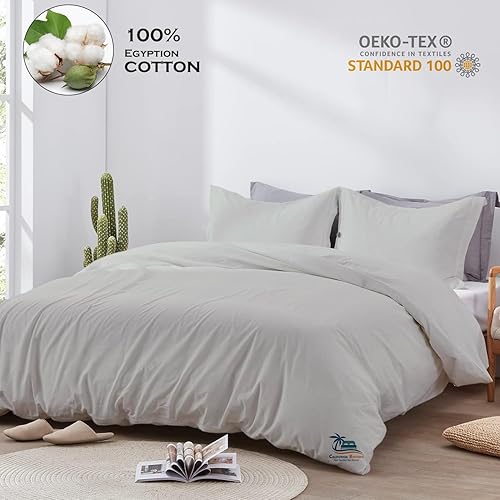 Miniatura 2 de Hotel Luxury - Juego de funda de edredón de 800 hilos de algodón egipcio de fibra larga tamaño King de 120 x 98 pulgadas, cierre de cremallera