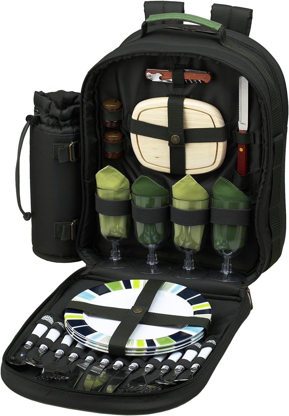 Picnic at Ascot Orginal Equipped 4 Person Picnic Backpack with Cooler & Insulated Wine Holder- Designed & Assembled in the USA