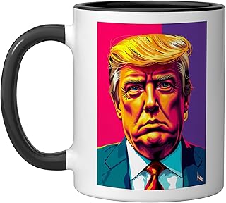 Donald Trump Pop Art Modern Art Portrait Ceramic Mug, Black/White