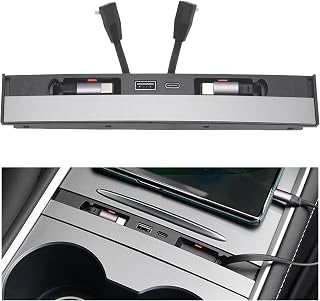 테슬라 모델 Y 2021-2024 및 모델 3 2021-2023용 4-in-1 USB 허브 충전기