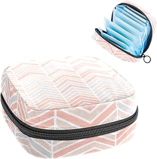 Period Pouch, Portable Tampon Storage Bag for Sanitary Napkins, Colorful Triangle Wave, Multicolor, 4.7x6.6x6.6 in/12x17x17 cm