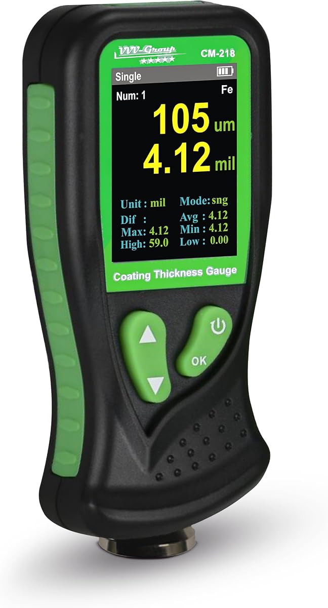 Digital Coating Thickness Gauge CM-218 Best Mil/Micron Paint Depth Meter for Car and Industrial (Resolution 0.01mils)