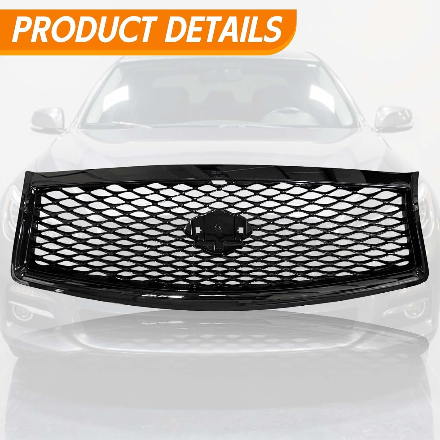 YLT AUTO Front Bumper Cover Upper Grille Replacement Shroud Front Air Inlet Black Grille Fit 2014-2017 for Infiniti Q50