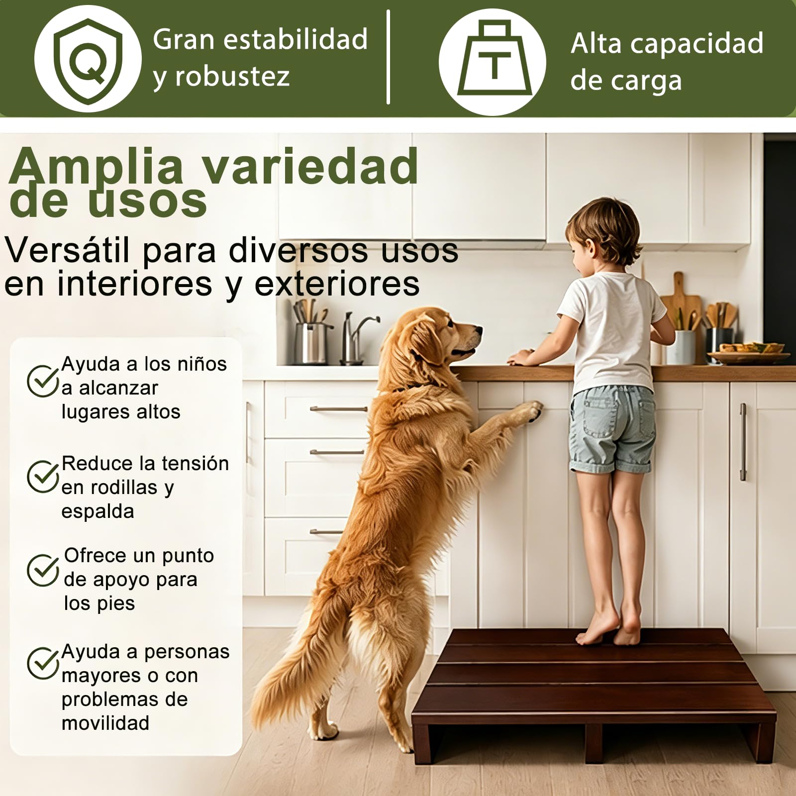 Taburete Escalonado De Bambú para Adultos Al Lado De La Cama Alta, Taburete Ducha,Antideslizante,Capacidad De 300 Libras, Antideslizante con Borde Circular para Dormitorio, Cocina