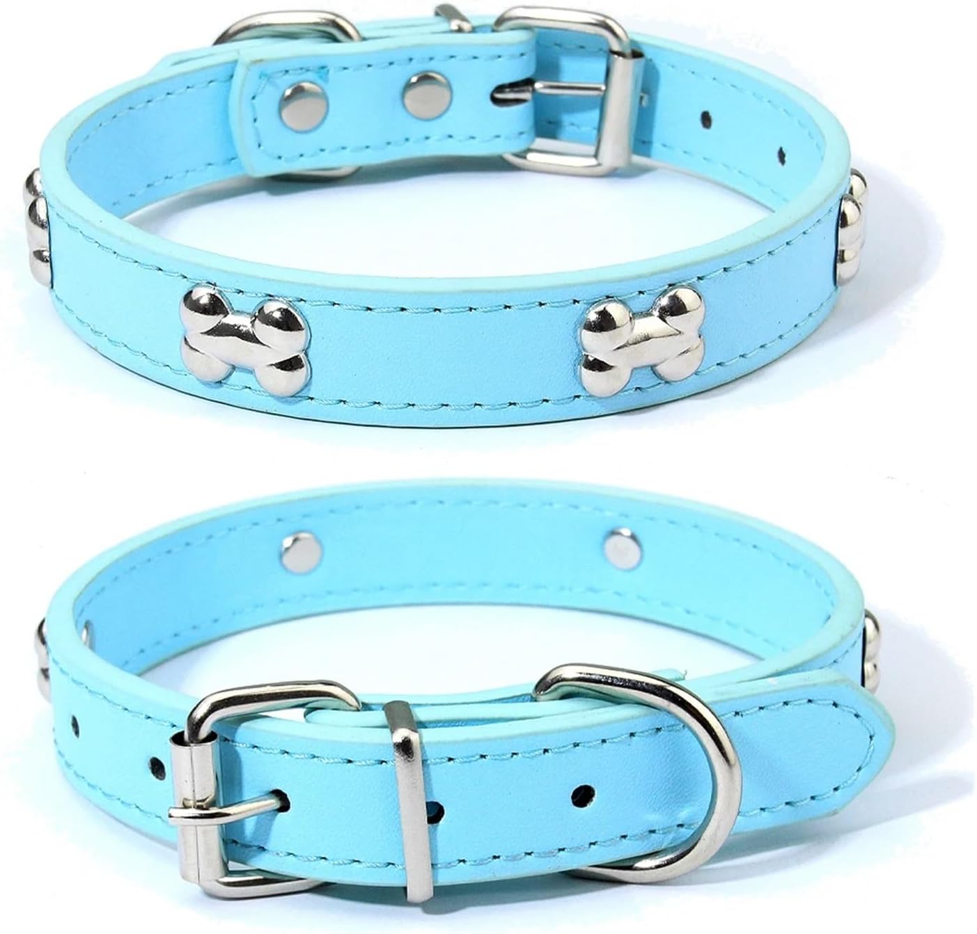 1pc Leather Durable Pet Dog Collars Puppy for Small Large Cat Accessories Collar for Dogs(Pink,Large)