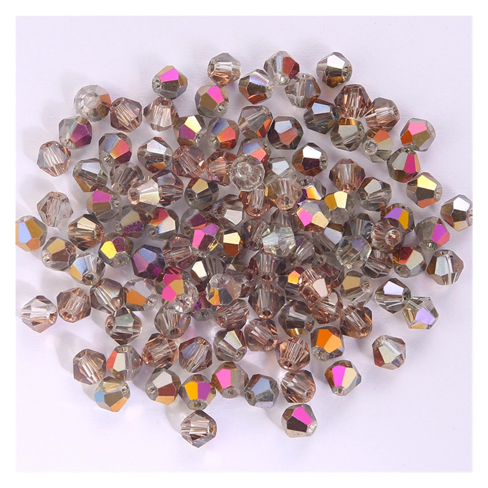 BHOUTY Crystal Bicone Bead 100 Pcs 4MM Glass Bicone Shaped Beads Faceted Crystal Beads for for Jewelry Making Bracelet Nacklace Earrings DIY Beading(Color-21)