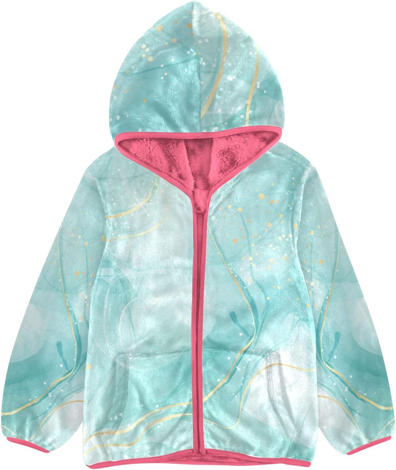 Pastel Cyan Mint Liquid Marble Sherpa Fleece Girls