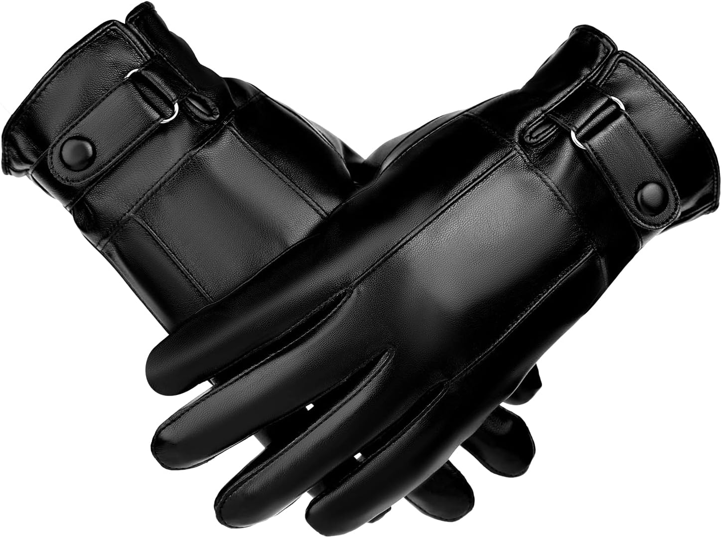 AIEX 1 Pair PU Leather Winter Gloves for Men, Touchscreen Fingertips