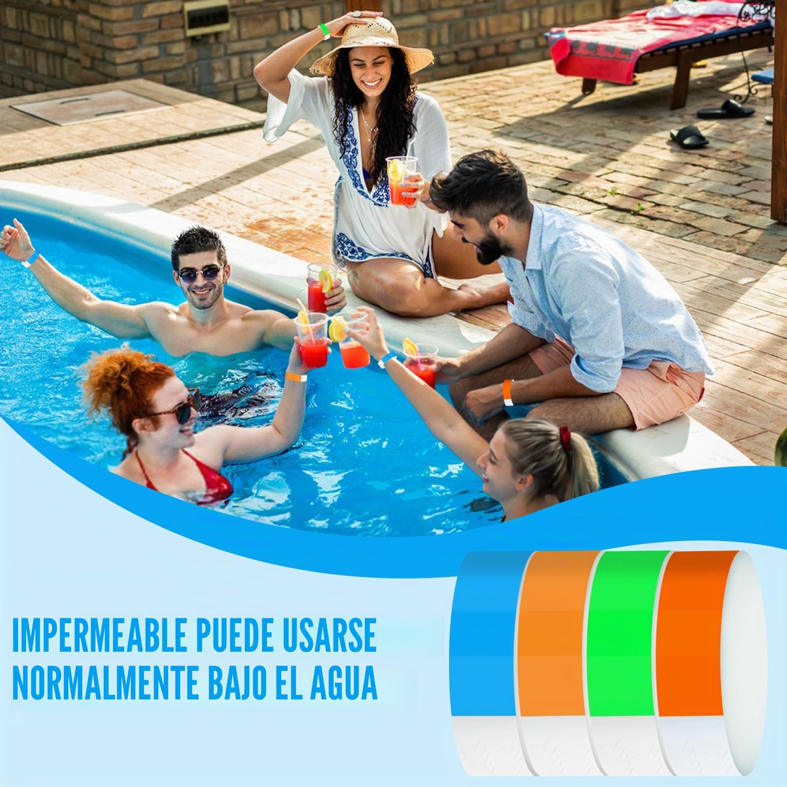 Mkitnvy 400 Piezas Pulseras Identificativas, Impermeables Pulseras Papel para Eventos, Pulseras Fiesta de Colores para Eventos Discoteca Festivales Conciertos Concursos, 4 Colores