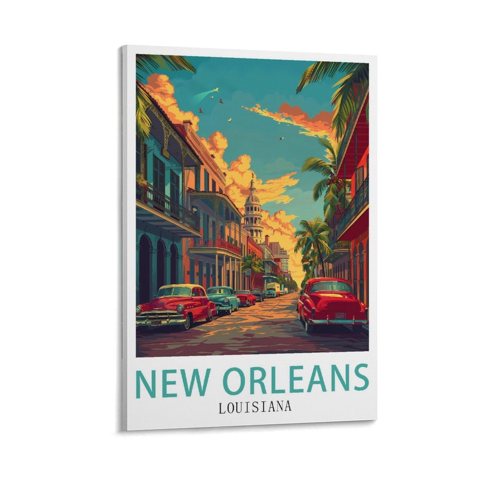 LNUYITR New Orleans Louisiana Vintage Travel Poster 12x18inch(30x45cm) Canvas Art Posters And Wall Art Picture Prints Modern Home Bedroom Decor Posters