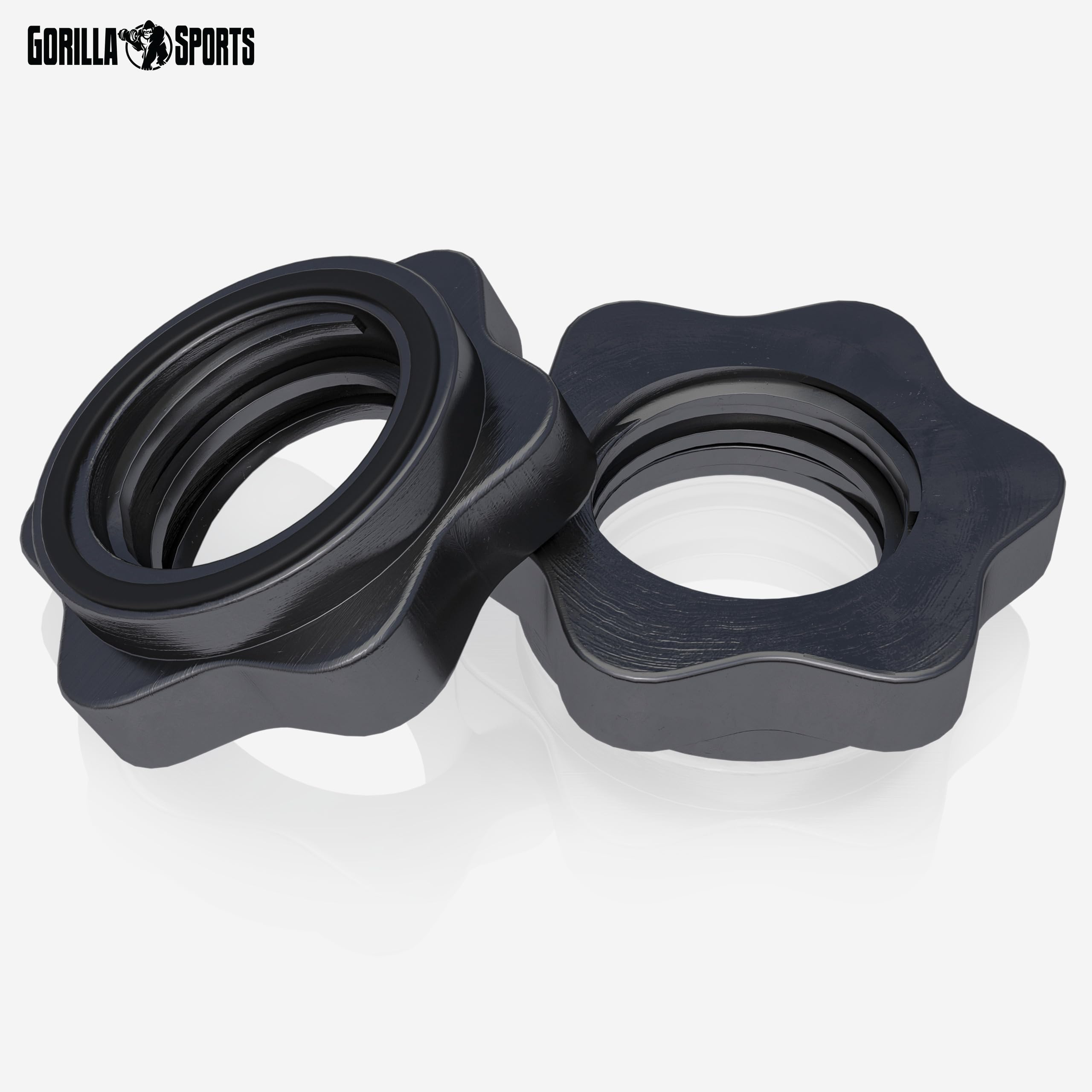 GORILLA SPORTS® Barre d'Haltère Courte - Lot de 2, Longueur 35 cm, Ø 30 mm, avec Fermetures Étoile, Chromé, Argent/Noir - Barres de Poids, Paire d'Haltères, Disques, Entraînement, Fitness, Musculation