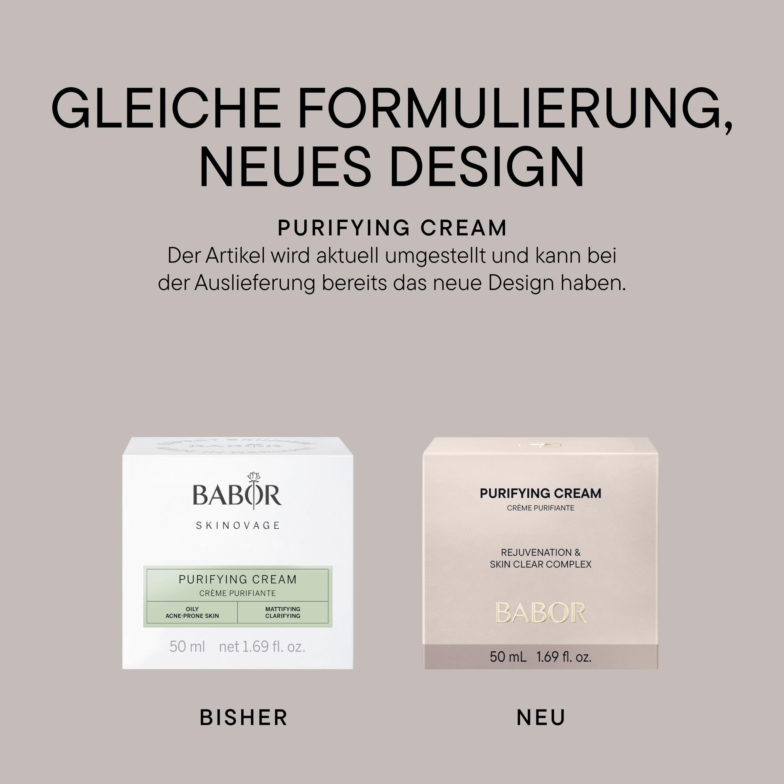 BABOR SKINOVAGE Purifying Cream, Gesichtscreme für unreine Haut, Klärende und porenverfeinernde Gesichtspflege, Vegane Formel, 50 ml