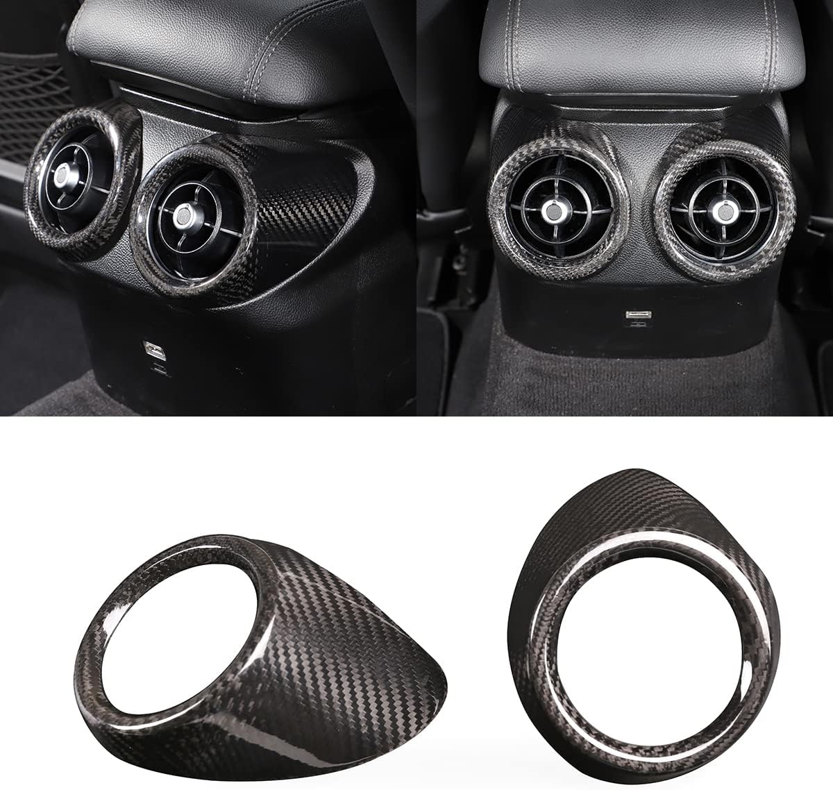 HAPPYHORSE Fit for Alfa Romeo Giulia 2017-2020 Rear Air Conditioner Outlet Barrel Protection Ring Real Carbon Fiber Car Accessories (red Carbon Fiber)