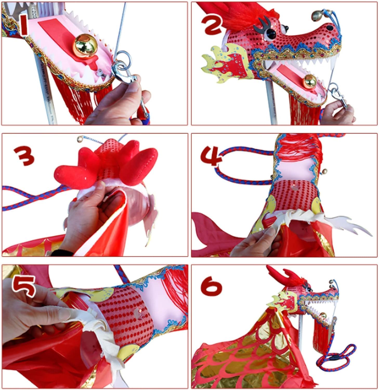 Drago Cinese per Feste 8m/26.2FT Cinese Dragon Dance Wulong Flowy Nastro Streamer per Esercizi di Fitness Prestazioni Danza del Leone Artigianato Feste Cinesi in Italia(Rot)