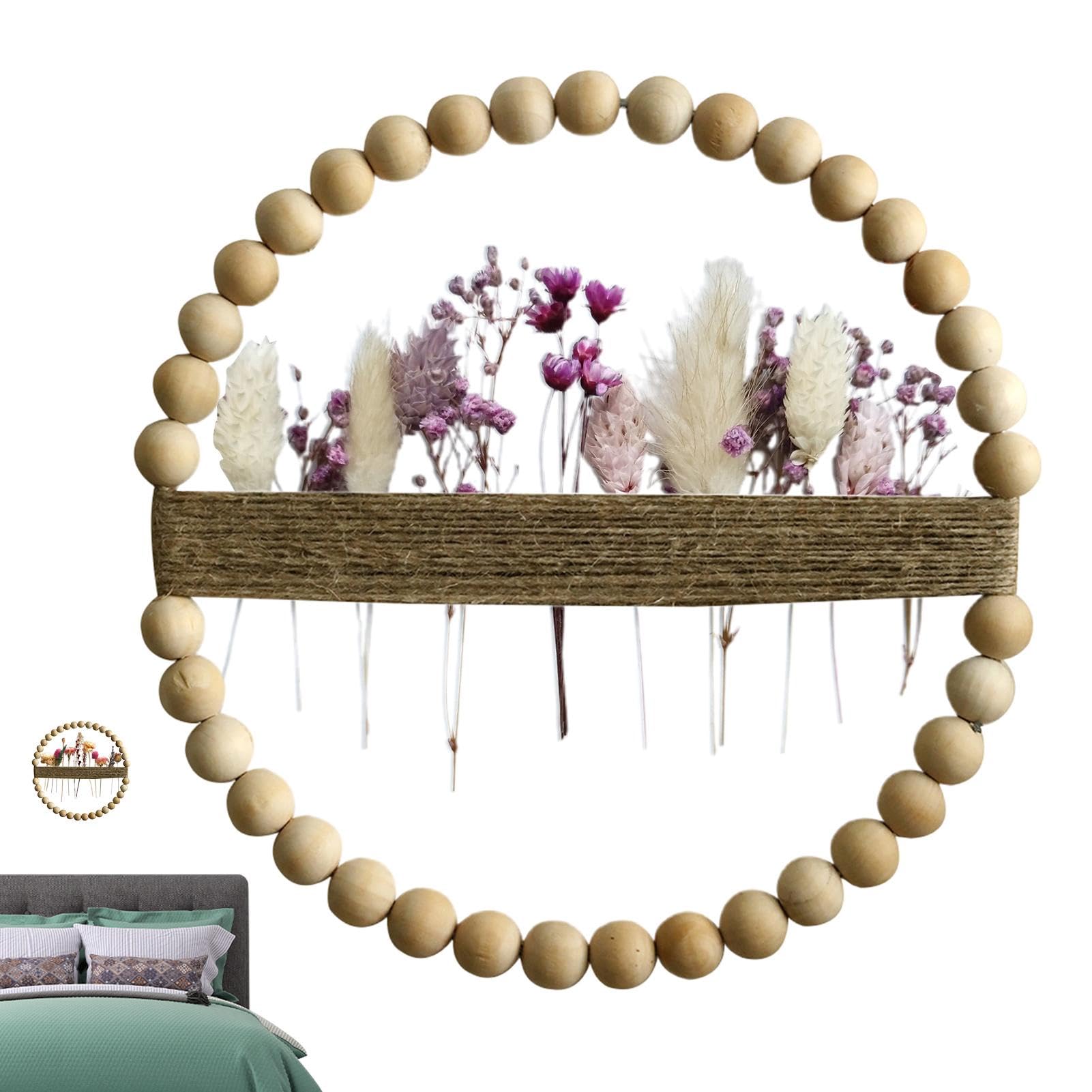 Couronne en perles de bois pour habiller un mur vide ou personnaliser votre entree de maison