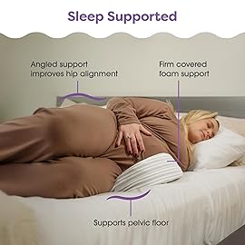 Boppy Wedge Pregnancy Pillow - Compact Support Wedge Maternity Pillow for Back, Knees, Pelvic Floor at Home, Office & Travel with Washable Knit Cover - Gray Modern Stripe