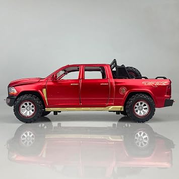 WANBAO 1:32 Scale 2021 RAM 1500 TRX Pick-up Truck ORV Alloy Diecast Model Toy with Spare Tires & Rack (Red)