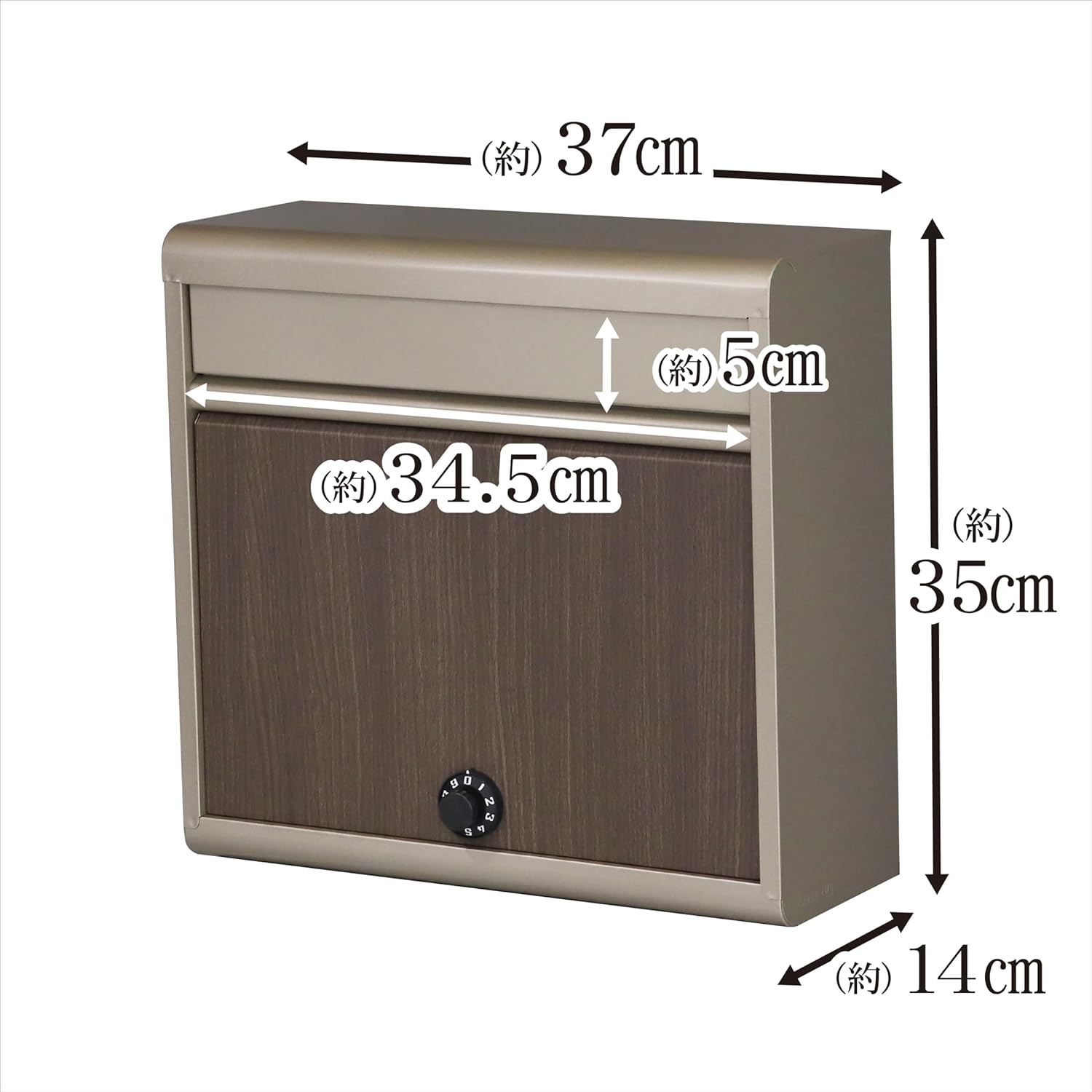 Green Life FH-614DM(TGY) Wall Hanging Post, Outdoor, Compatible with A4 Envelopes, Includes Dial Lock, Made in Japan, Wood Grain Titanium, Slim, Wood Grain Mailbox with Dial Lock