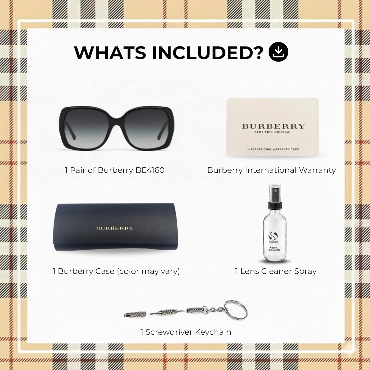 BURBERRY BE4160 Square Shape Acetate Sunglasses with Luxury Eyewear Kit - Image 3
