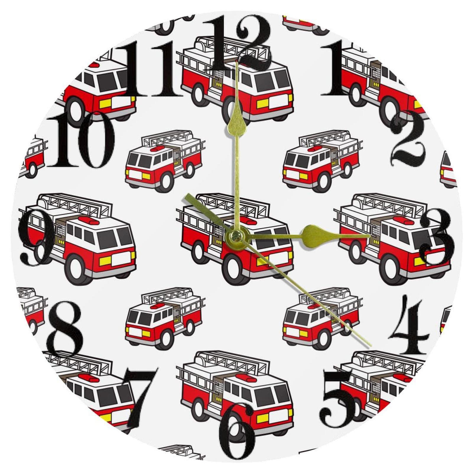 Horloge murale camion de pompiers pour décorer une chambre d'enfant ludique