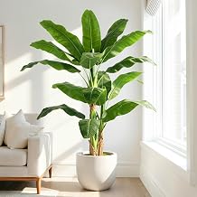 5ft Extra Tall Artificial Banana Tree Faux Banana Leaf Plant with 12 Faux Banana Leaves for Home, Indoor, Outdoor, Patio, Office Tropical Decor