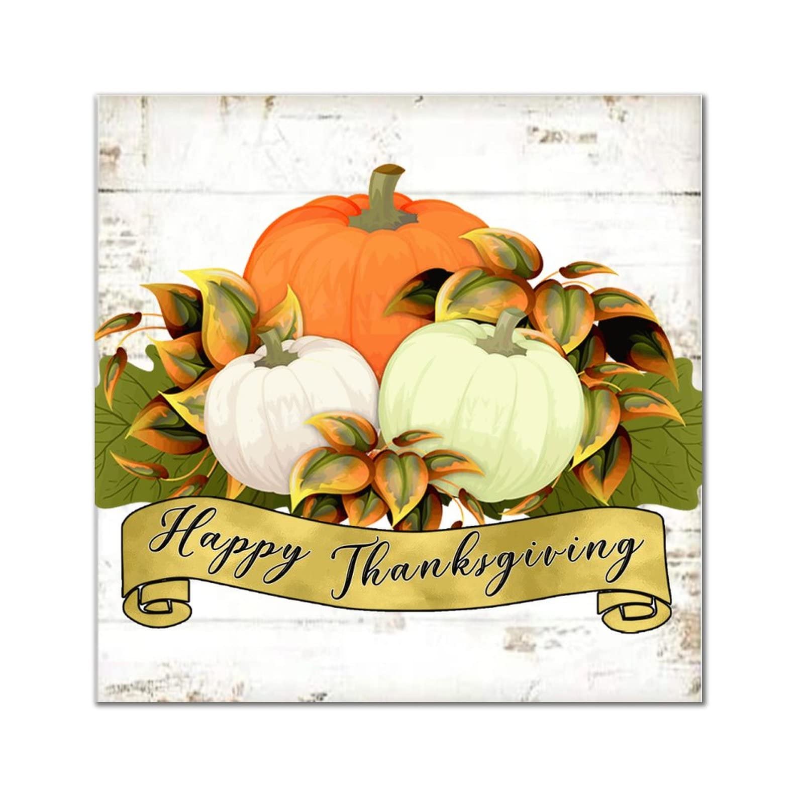 Panneau en bois Happy Thanksgiving Day décor citrouille d'automne suspendu pour porte et porche