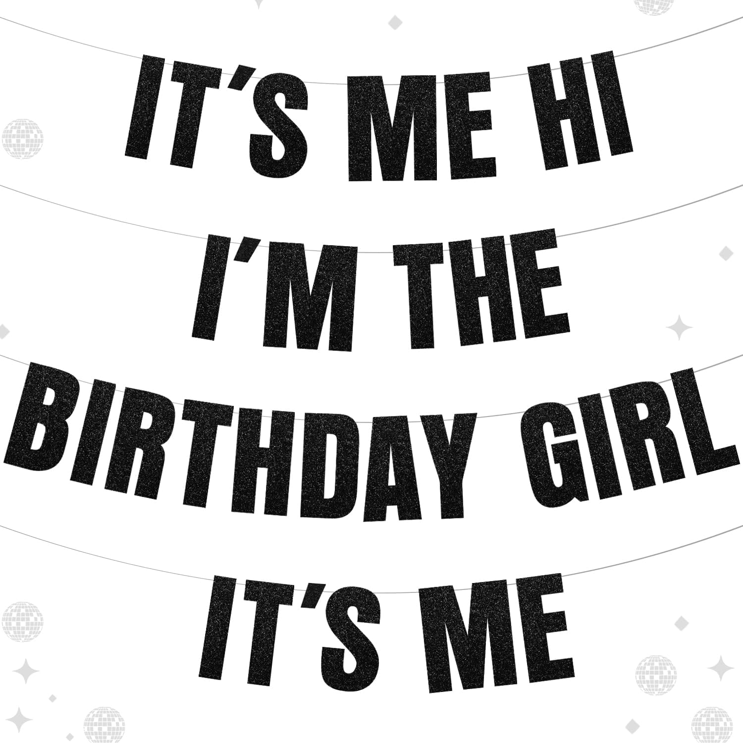 It's Me Hi I'm the Birthday Girl It's Me Banner Black Glitter Birthday Party Decorations Hanging Paper Garland Birthday Decorations for Girls Birthday Party Decor Supplies