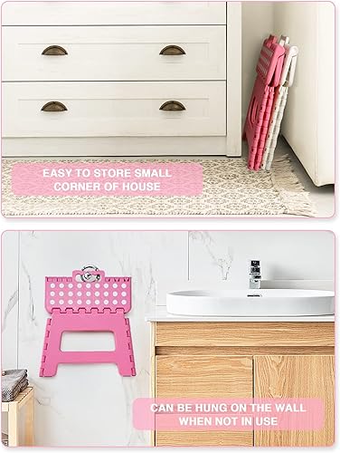 Miniatura 2 de Dyforce Taburete plegable de 9 pulgadas, taburete para niños, taburetes resistentes para adultos, taburetes de pie compactos, taburetes ligeros para