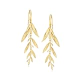 Italian 18kt Gold Over Sterling Leaf and Branch Drop Earrings
