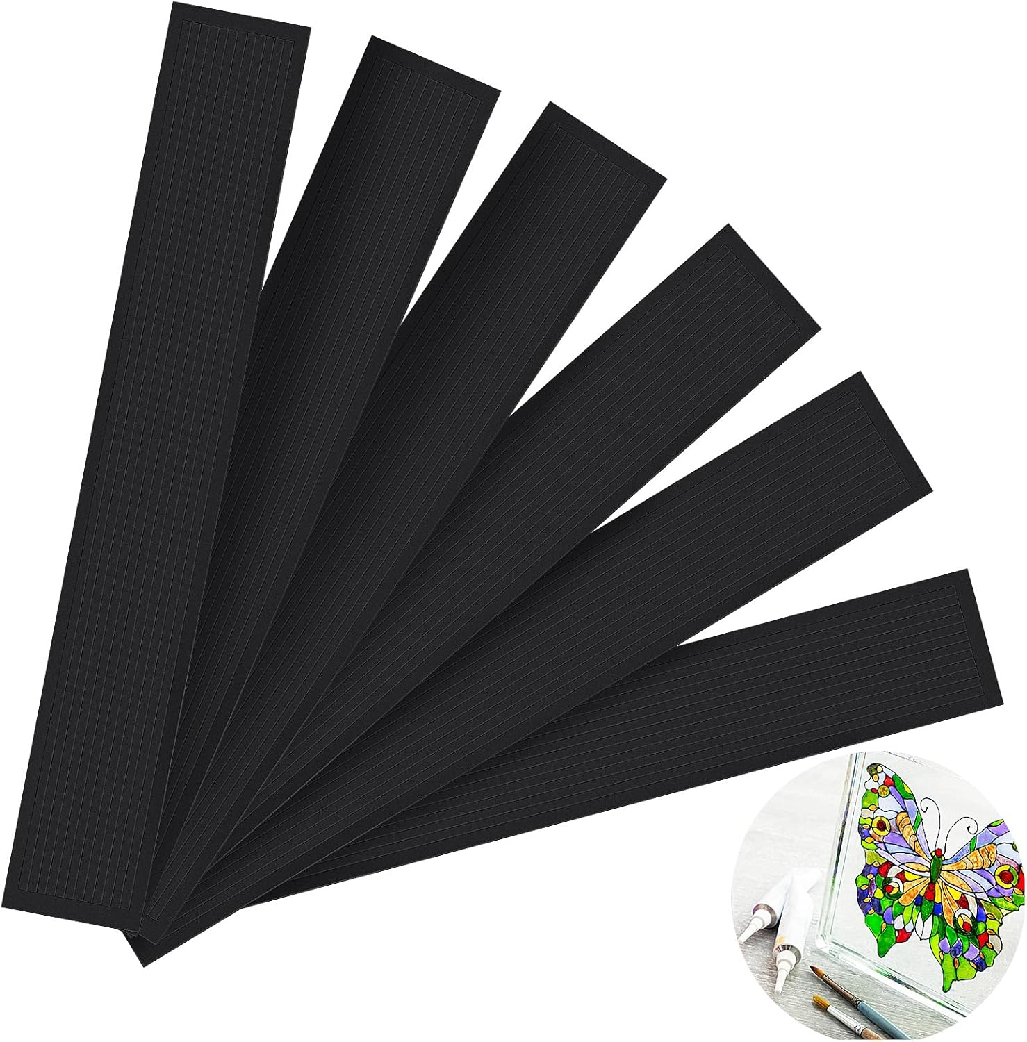 Frienda 12 Pieces 12'' x 1.42'' Stained Glass Decal Leading