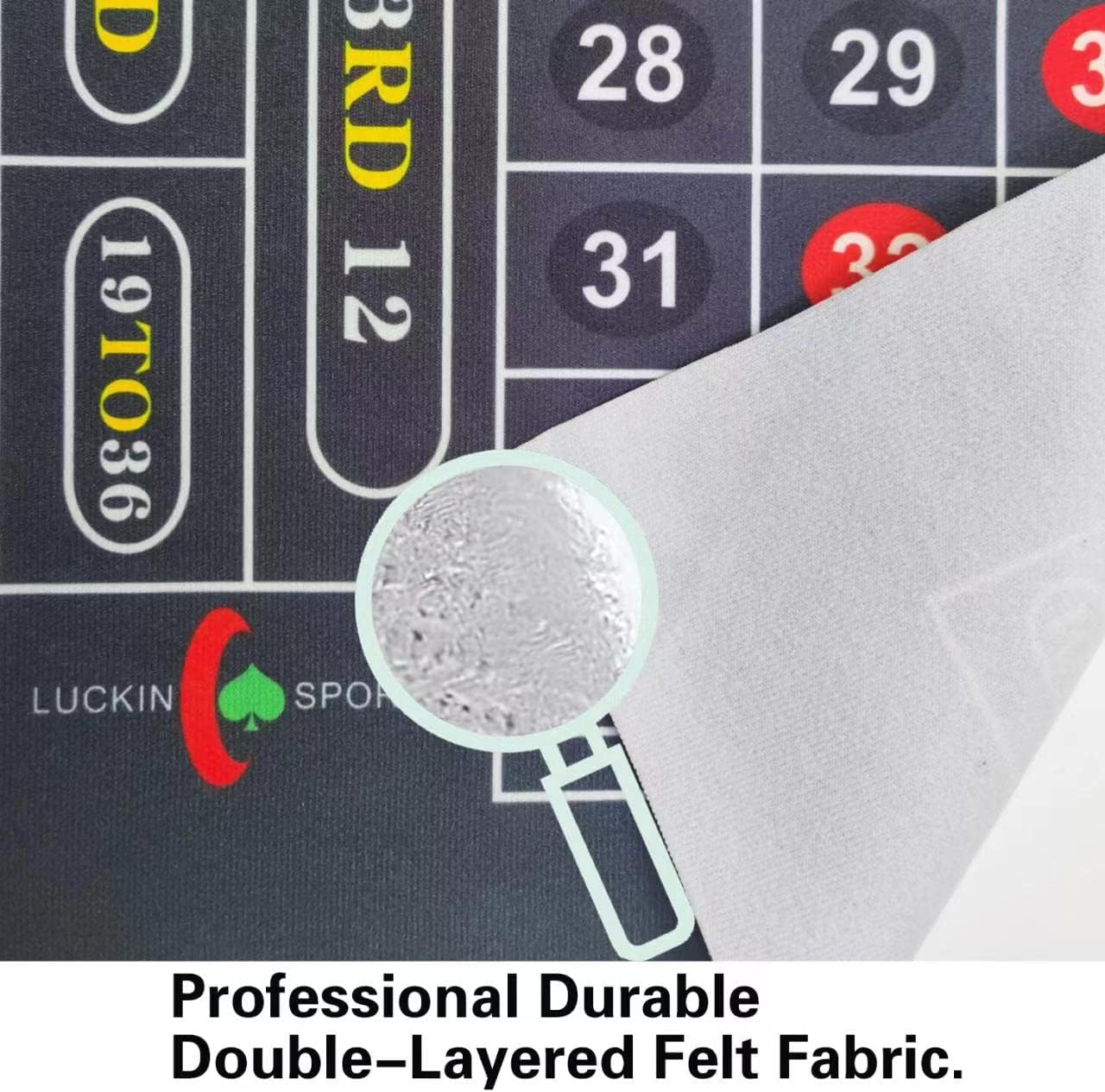 72 X 36 inch Professional Casino Roulette and Craps Tabletop Felt Layout, Up to 10 Players. 100% Fabric, Waterproof and Stain Resistant, Washable and Ironable. (Grey(Roulette))