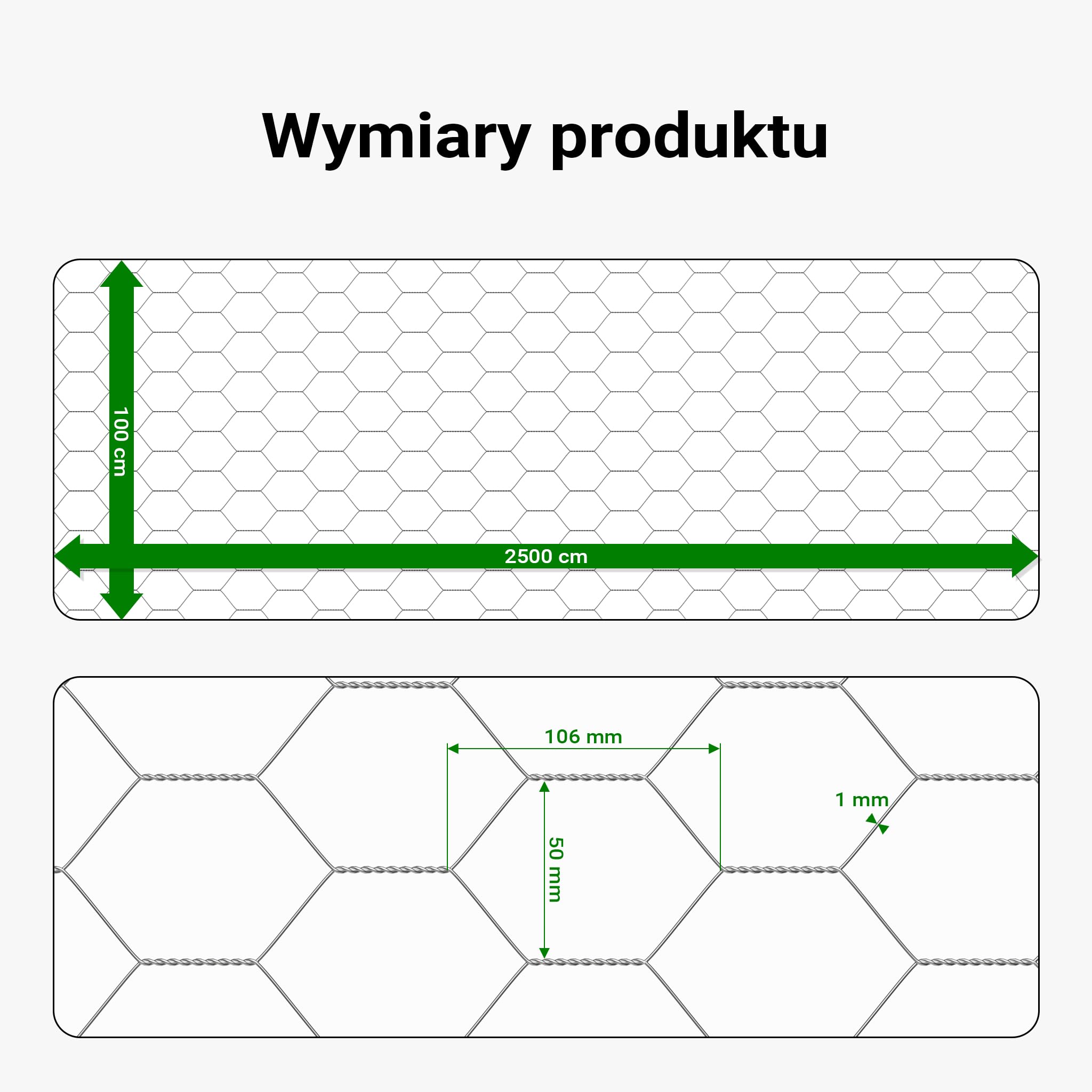 Wiltec Siatka na woliery 25 x 0,5 m, siatka ogrodzeniowa ze stali ocynkowanej, sześciokątne oczka 50 mm, plecione ogrodzenie do klatek