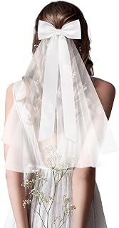 Short Wedding Hair Bow Veil Women White Bridal Short Veil Bow with Clip Bachelorette Party Decoration Bridesmaid Gift