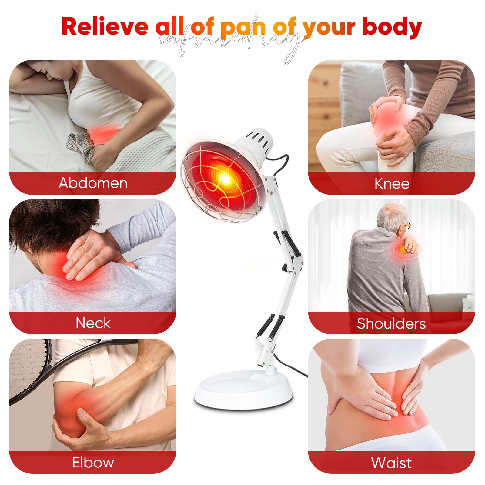 AUOROSI lampada infrarossi 100W,Lampada riscaldante a luce rossa, 600nm-1400nm Lampada per fisioterapia,Infrarossi terapia per uso domestico,Bianca