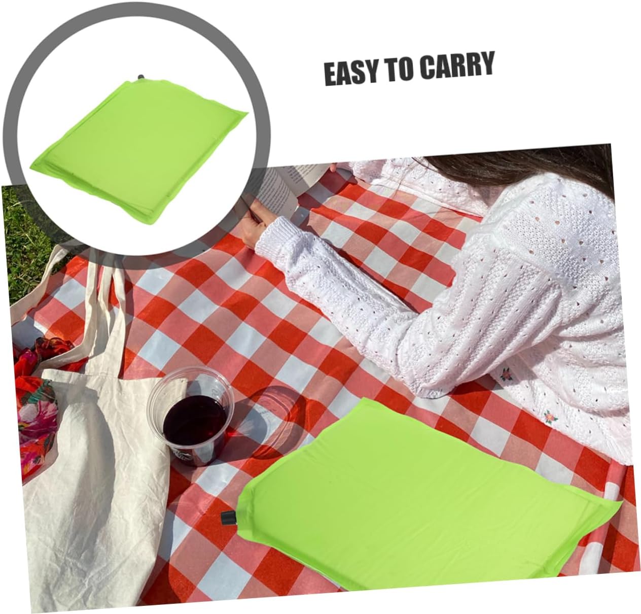 POPETPOP 4pcs Self-Inflating Outdoor Cushion Pad Portable Camping Sleeping Mat for Hiking Stadium and Picnics Moisture-Resistant Design Compact Easy Setup