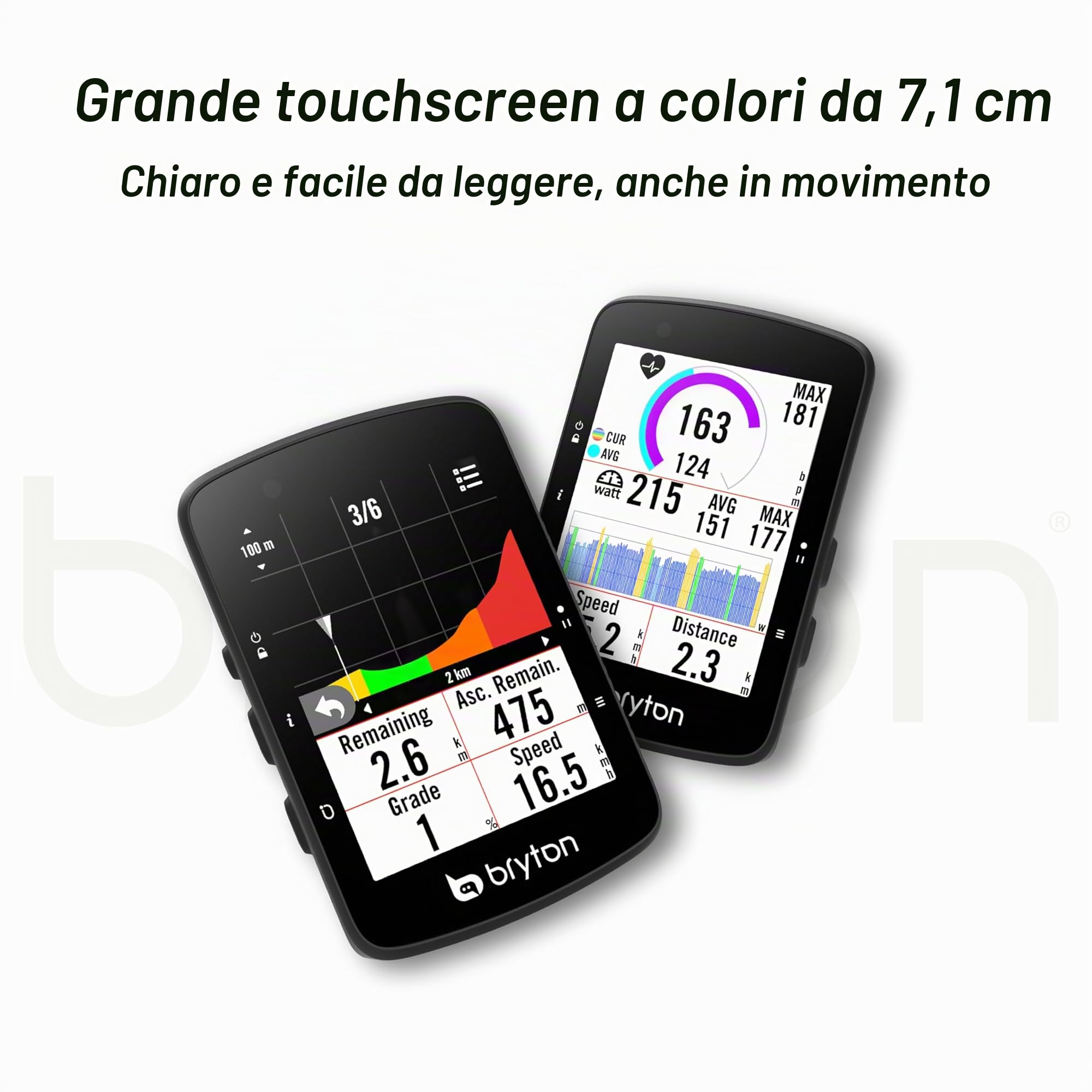 Bryton Rider 650/550 GPS Ciclismo Computer, Schermo a Colori 2.8 pollici, Navigazione Turn-By-Turn, Regolazione automatica della luminosità, Bluetooth & ANT+ Compatibile